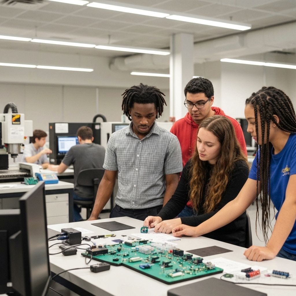 Students working in The Forge makerspace
